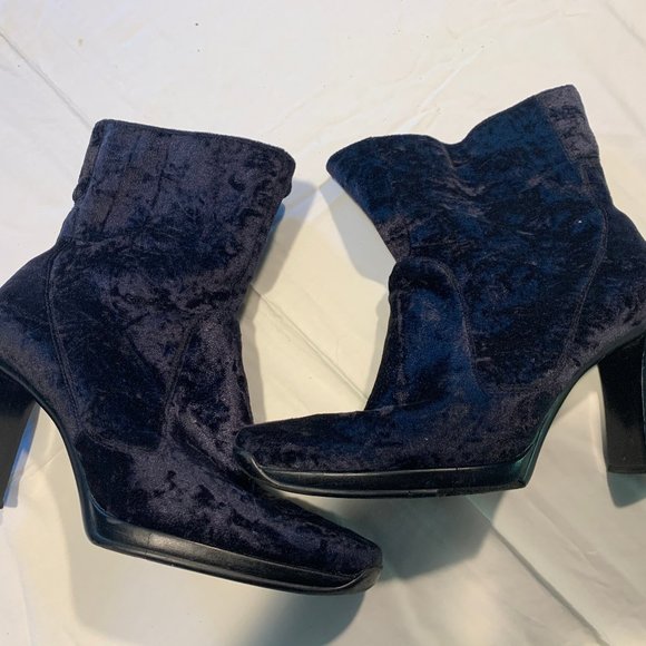 Nine West Shoes - Nine West Velvet Ankle Boot Size 7.5 - Navy Blue